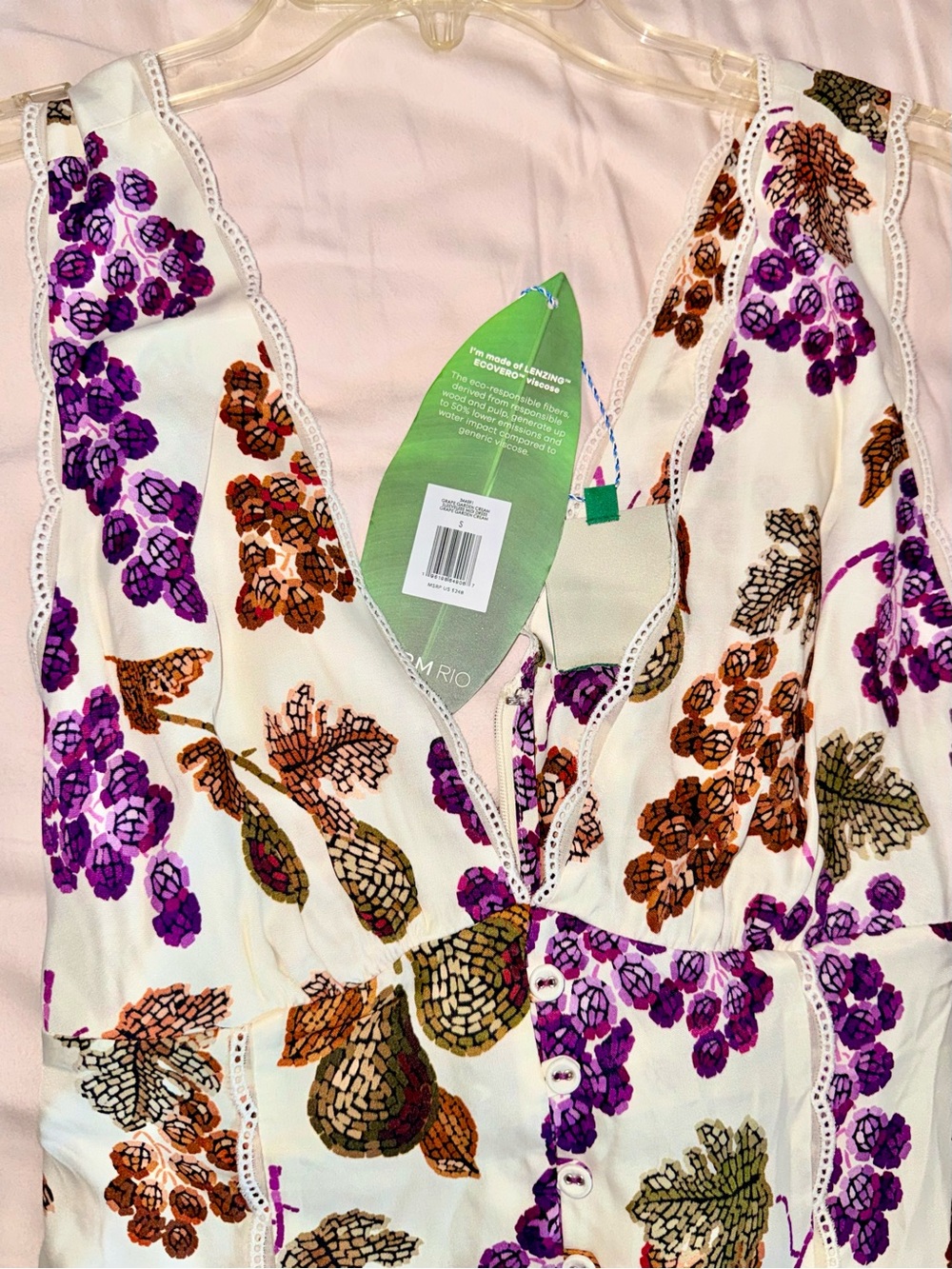 FARM Rio White Midi Dress with Purple & Brown Grape Print Brand new with tags - Picture 8 of 11
